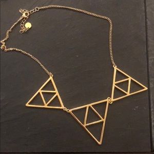Gold tone 3 triangle necklace with adj chain